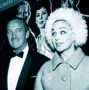David Niven with Hjördis at the premiere of '55 Days in Peking', 1963