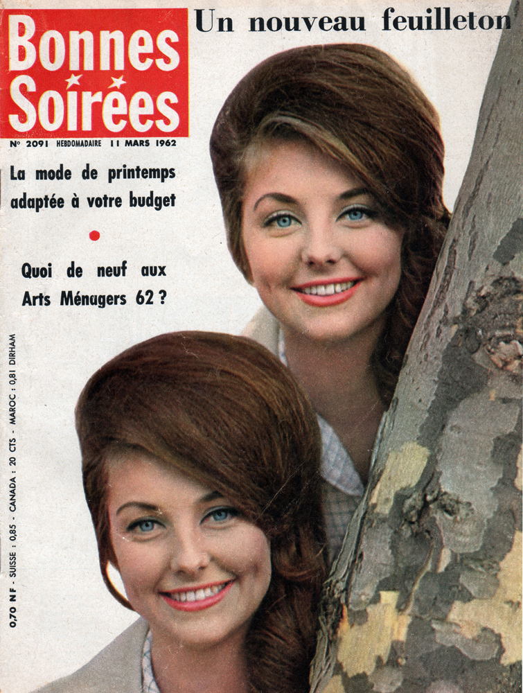 A 1961 photo of Pia and Mia Genberg on the cover of Les Bonnes Soirées magazine, 1962