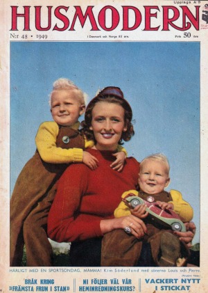 Kim Söderlund pictured with her children, 1949.